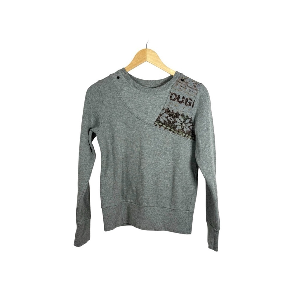 VINTAGE Tough Jeansmith Men's Graphic Y2K Crewneck Sweatshirt Grey Small